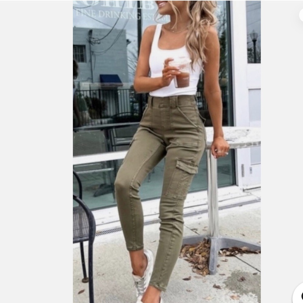 SPANX Olive Cargo Pants Size Medium Longs